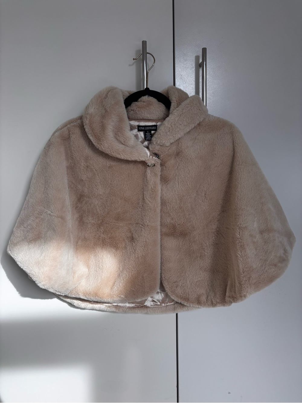 Cream Faux Fur Cape Jacket